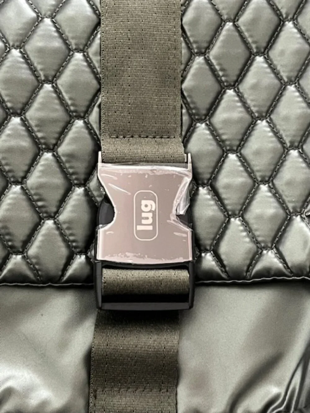 Lug Harness Crossbody Quilted Bag Metallic Olive